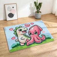 Tapis de sol antidérapant lavable pour enfants, tapis en peluche rectangulaire avec motif d'animaux mignons pour la chambre des enfants, salle de jeux
