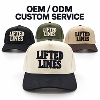 Casquette de baseball personnalisée 100 % coton à 5 panneaux avec broderie 3D en relief, visière incurvée bicolore, chapeau de sport pour homme, OEM ODM, vente en gros
