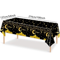 Nappe Eid Mubarak, nappe de table blanche, noire, bleue, violette, lune, nappe Eid, fête musulmane, festival islamique, fournitures pour la fête du Ramadan