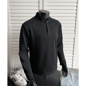 Autunno nuova t-Shirt a maniche lunghe da <span class=keywords><strong>uomo</strong></span> con colletto enry e Design con cuciture in stile <span class=keywords><strong>verticale</strong></span> per maglione con senso della camicia - Product Image 2