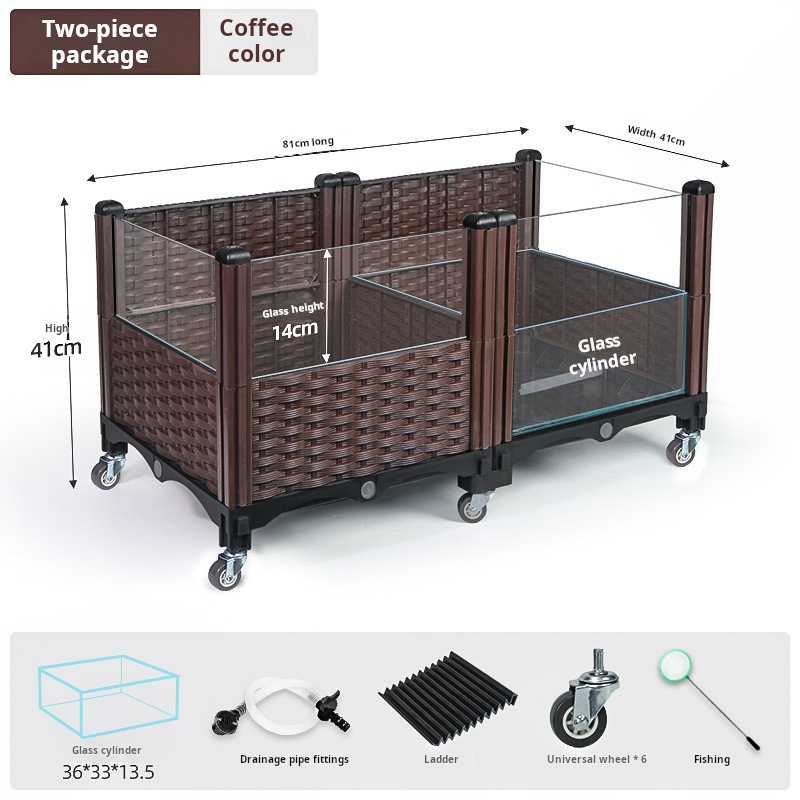 Conjunto de dos piezas color café [Estilo tejido de bambú]