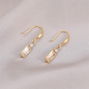 New Arrival Jewelry Stainless Steel Ear <b>Hook</b> <b>Earring</b> 18k Gold Plated Zircon Pendant <b>Earrings</b> - Product Image 4