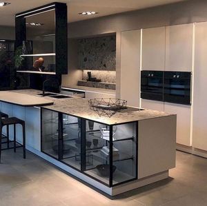 Mueble de Cocina Moderno con Acabado Lacado, Diseños Modulares, Encimera y Mesa de Melamina, Solución Todo en Uno - Product Image 1