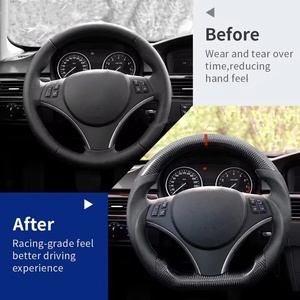 Volante de Coche para <span class=keywords><strong>BMW</strong></span> Serie M3 E90 E92 E93 E91 E81 E82 E87 E88, Volante de Cuero y Fibra de Carbono, Admite Personalización - Product Image 3