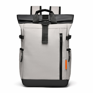 Men's New Fashion Foldable Roll-Top Casual <b>Backpack</b> <b>Waterproof</b> Outdoor Sports and Travel <b>Backpack</b> with Zipper Closure - Product Image 1