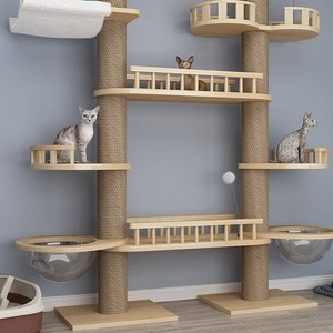 <span class=keywords><strong>Tiragraffi</strong></span> per <span class=keywords><strong>Gatti</strong></span> di Lusso Minimalista in Legno, Modello Heaven a 4 Livelli, con Postazione di Gioco, Piattaforma per Salti, Amaca e Nido - Product Image 3