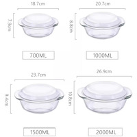 Vente en gros de couvercles de pot en verre borosilicate résistant à la chaleur, ronds, de 16 cm, avec couvercle pour aliments, poissons