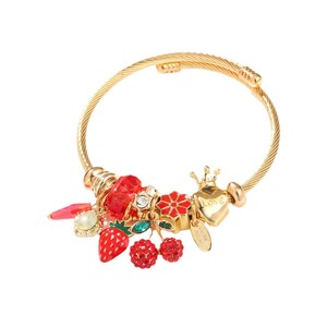 Bracelet à breloques tendance pour enfants, motif cœur rose, étoile, nœud, bonbon, bijoux cadeau, en alliage de zinc, serti clos, origine Yiwu - Product Image 5