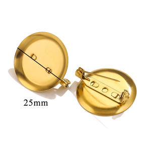 อุปกรณ์เสริมเข็มกลัดสแตนเลสชุบทอง 18k เข็มกลัดฐานอัญมณีสําหรับการทําเครื่องประดับ DIY - Product Image 4