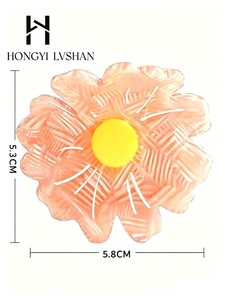 Barrettes à cheveux vintage en acétate à motif floral rose, antidérapantes - Product Image 3
