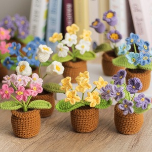 Mini-bassin tressé à la main DIY pour plantes, en fil crocheté, ornement de bureau, cadeau personnalisé pour la Fête des Enseignants - Product Image 1