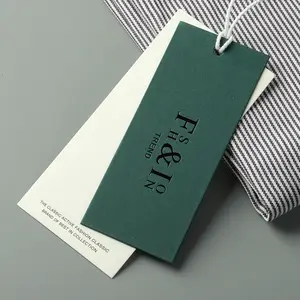 Luxus kunden spezifische geprägte Kleidung Hangtag umwelt freundliche recycelbare Papier hängen Tags mit Ihrem eigenen Logo-Druck