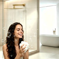 Bras de douche de 16 pouces en acier inoxydable 304, support mural pour douche à effet pluie avec design moderne pour salle de bain