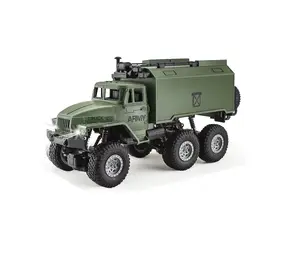 DWI Dowellin 1/16 truk militer RC, mobil mainan truk off-road tentara dengan lampu 6 roda kendali jarak jauh model truk tentara