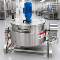 Marmite de cuisson industrielle 100L à double enveloppe, chauffage direct gaz et électrique, avec agitateur, pour la transformation alimentaire et la confiserie