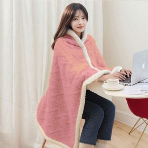 Multifunctional Plush Shawl Blanket Double-Layered Cover Leg Throw Autumn/Winter Dorm Office Student Nap Blanket - Product Image 4