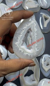 Agate blanche de fenêtre 100% naturelle, forme mixte, cabochon, pierre précieuse en vrac, FAIJAN GEMS, certifiée par un tiers, taille personnalisable - Product Image 3