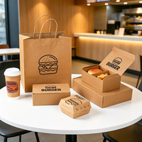 Carpas para llevar de comida rápida, biodegradables y ecológicas, con logotipo personalizado en relieve, para hamburguesas, papas fritas y pollo frito, al por mayor.