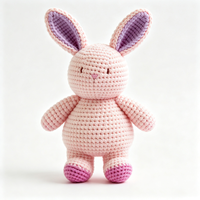 Adorable lapin en peluche fait main au crochet, figurine animale en tricot doux personnalisée, jouet en peluche sur mesure en gros