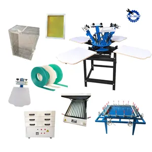 Factory Price 4 Color 4 Station Manual Hand Silk Screen Printing Machine Diy T Shirt Clothes Full Set
