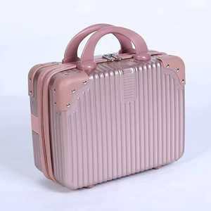 Mini Cosmetic Case 14-Inch ABS Portable Stripe Pattern Zipper Closure <b>Soft</b> Handle Travel Storage <b>Box</b> - Product Image 5