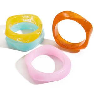 Resin <b>Bangle</b> Geometric Shape Colorful Unisex Fashion Jewelry For Women <b>Men</b> Party Wedding Gift Accessory - Product Image 5