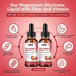 Biocaro Calm Supplément Soulagement du stress Glycinate de magnésium Gouttes liquides avec vitamines pour favoriser le sommeil et la fonction intestinale nerveuse