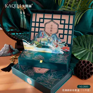 KAQILI Oriental retro penuh kit makeup lipstik eyeshadow maskara eyeliner alis foundation memperbaiki bubuk makeup set Natal