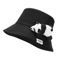 RJ Gorro de Pescador de Felpa 3D de Panda de Dibujos Animados, Lindo, de Verano, Casual, Deportivo, Liso, Accesorio de Moda para Viajes, Regalo, Venta al por Mayor