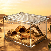Grande cage d'élevage moderne en acrylique transparent pour reptiles, insectes, tarantules, amphibiens, chenilles, escargots, boîte d'alimentation pour exposition