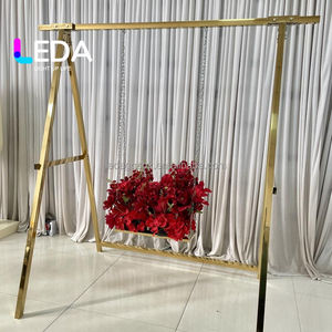 LeDA Event Stage Decorative Gold <b>Swing</b> Stainless Steel Wedding Backdrop Shinny Gold <b>Frame</b> Metal Decorative Backdrop - Product Image 3