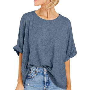 Large Size Tops European and American Round Neck Women's T-<strong>shirt</strong> Bottoming <strong>Shirt</strong> Women's High-end Pullover Short Sleeves - Product Image 4