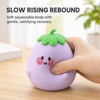 Jouet Squishy Aubergine Kawaii, Balle Anti-Stress Mignonne en Forme de Légume, Décoration de Bureau