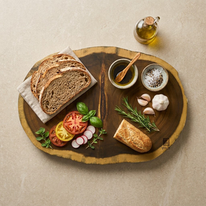 Ha Le Eco-Friendly Natural and Organic Raw Bark Edge Serving Platter Rustic Tree Bark Wood Cutting Board Wooden Chopping Board - Product Image 1