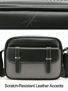 Bolso <span class=keywords><strong>Bandolera</strong></span> para <span class=keywords><strong>Hombre</strong></span> de Dos Tonos <span class=keywords><strong>con</strong></span> Bloques de Color, Bolso Cuadrado para Cámara de Cuero PU <span class=keywords><strong>con</strong></span> Correa Ajustable, Bolso de Hombro Casual Retro <span class=keywords><strong>con</strong></span> Logotipo Personalizado - Product Image 5
