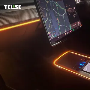 TELISE Kit de Luz Ambiente para Carro Atmosférica RGB 128 Color Controle App Acessórios para Carro Tesla Modelo Y 3 X