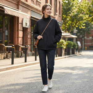 Chaqueta Ligera Anti-UV para <span class=keywords><strong>Mujer</strong></span>, con Cuello Alto y Cierre Completo, Holgada, Informal, Protección Solar, para Exteriores, Sólida, Simple, de Nailon y Elastano - Product Image 3