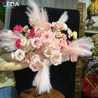 LEDA Boule de fleurs artificielles en plumes de rose rose, toile de fond en soie pour événements et mariages – Meilleure vente