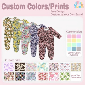 Combinaison Bébé Entièrement Zippée à Pieds Intégrés, Motif Floral Vintage Léopard et Fleurs Petites, Bordure Volantée, Respirante, Vêtement de Nuit pour Tout-Petits, Tenue Quotidienne et Photo - Product Image 3