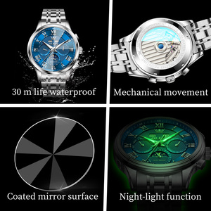 OLEVS 7113 Orologio Meccanico Automatico di Lusso Sportivo in Acciaio Inossidabile con Fasi Lunari, Luminoso e Impermeabile per Uomo - Product Image 6