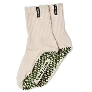 <b>Custom</b> Woven Label <b>Grip</b> <b>Socks</b> Anti Slip <b>Custom</b> Logo Luxury Pilates <b>Socks</b> - Product Image 6