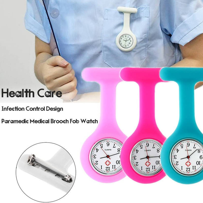Silicone spilla tascabile Clip orologio da infermiera orologio al quarzo  orologio da tasca per medici e infermieri ospedalieri