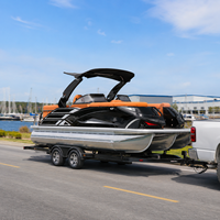 Yacht sportif en aluminium haut de gamme 12 places, bateau ponton de luxe avec système audio, salon avant, échelle de bain et écran LCD pour fêtes aquatiques