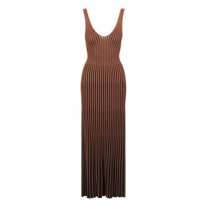 Fabricante de Prendas de Punto, Vestido sin Mangas Personalizado, Simple, Natural, Antiarrugas, ODM, Estilo Slip-on, Tejido de Punto Acanalado para Mujer - Product Image 2