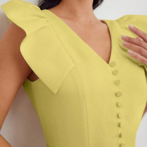 Vestido Casual de Mujer para Primavera Verano Elegante con Torcido en la Cintura Estampado Floral Color Liso Estilo Europeo - Product Image 2