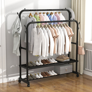 Perchero de pie simple con ruedas, organizador de ropa metálico extensible para dormitorio, balcón y uso doméstico - Product Image 4