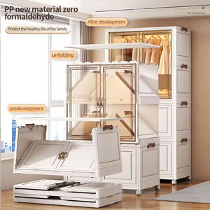 Armoire Pliable Design Moderne Grande Capacité Porte Transparente Zéro Formaldéhyde PP Armoire Profonde Étanche - Product Image 6