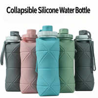 Gobelet d'eau pliable en silicone, gobelet portable, bouteille d'eau pour sports de plein air et voyages, gobelet extensible, bouteille d'eau pliable 600 ml