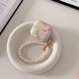 Pour <span class=keywords><strong>Airpods</strong></span> 3 2 1 Pro Pro2 casque étui arc-en-ciel dégradé marbre coque étuis souples sans fil écouteur boîte couverture avec bracelet de perles - Product Image 6