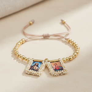 Bracciale Go2boho <span class=keywords><strong>con</strong></span> Prodotti Cristiani, Gesù <span class=keywords><strong>e</strong></span> Maria, Gioielli Placcati Oro, <span class=keywords><strong>Perline</strong></span> <span class=keywords><strong>con</strong></span> Charm del Sacro Cuore, Regalo Spirituale per Donne - Product Image 4